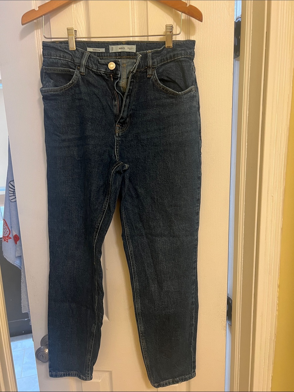Mango newmom High-Rise Dark Wash Jeans - Classic Five-Pocket